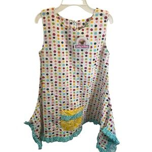 New Jelly The Pug Girls Multicolor Polka Dot Ruffle Swing Sundress Dress 14 NWT